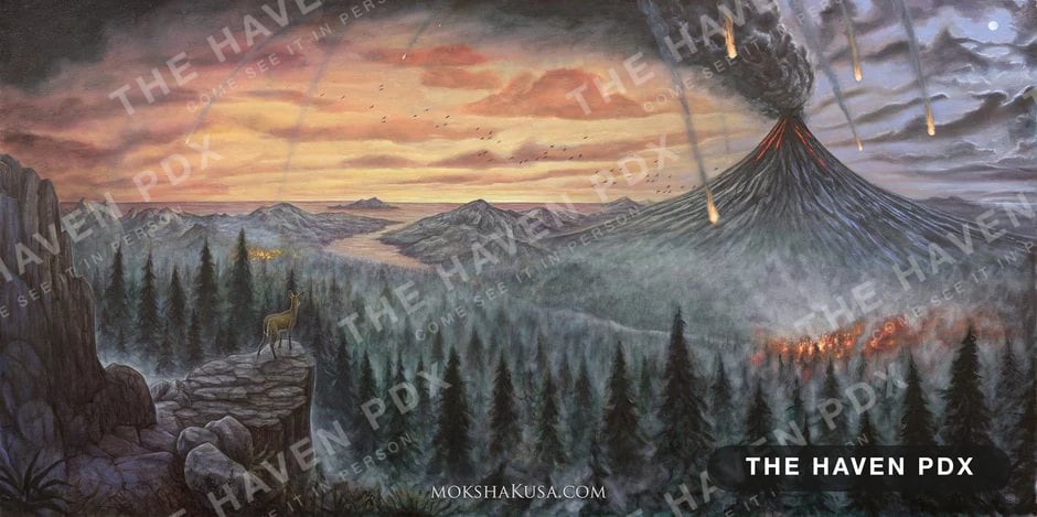 Artwork Volcano Landscape at The Haven PDX, Portland artist collective