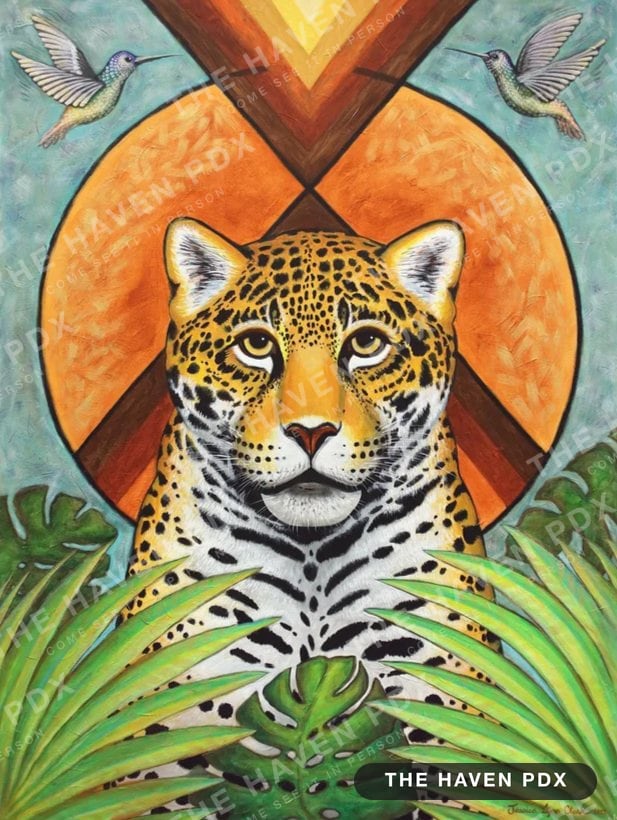 Jaguar With Hummingbirds at The Haven PDX, Portland artist collective